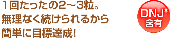 １回たったの２〜３粒。無理なく続けられるから簡単に目標達成！