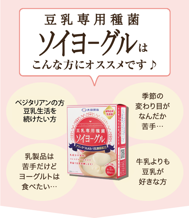 豆乳専用種菌 ソイヨーグル®はこんな方にオススメです♪