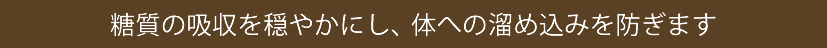 糖質の吸収を穏やかにし、体への溜め込みを防ぎます