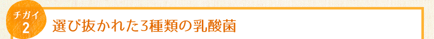 チガイ2：選び抜かれた3種類の乳酸菌