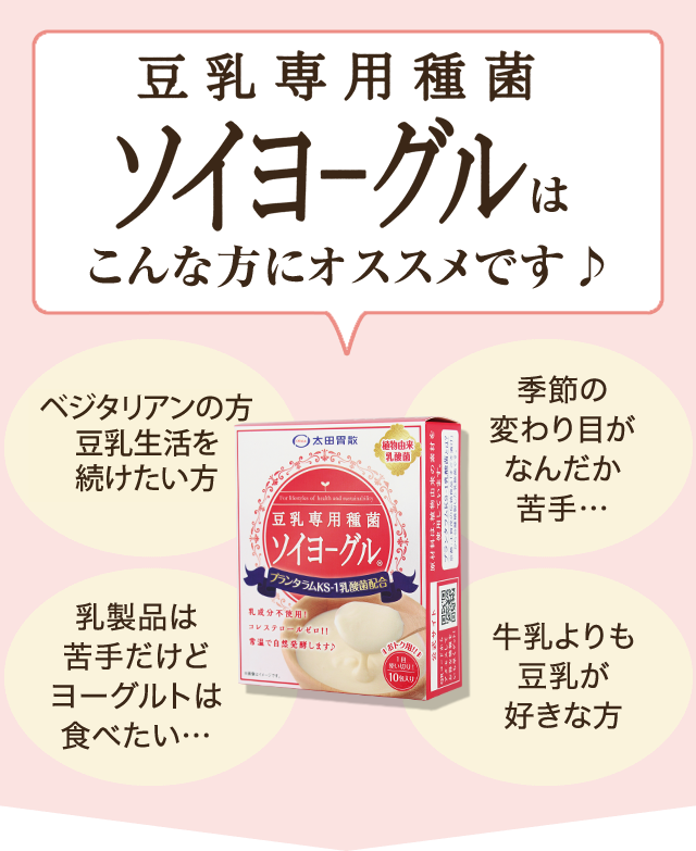 豆乳専用種菌 ソイヨーグル®はこんな方にオススメです♪